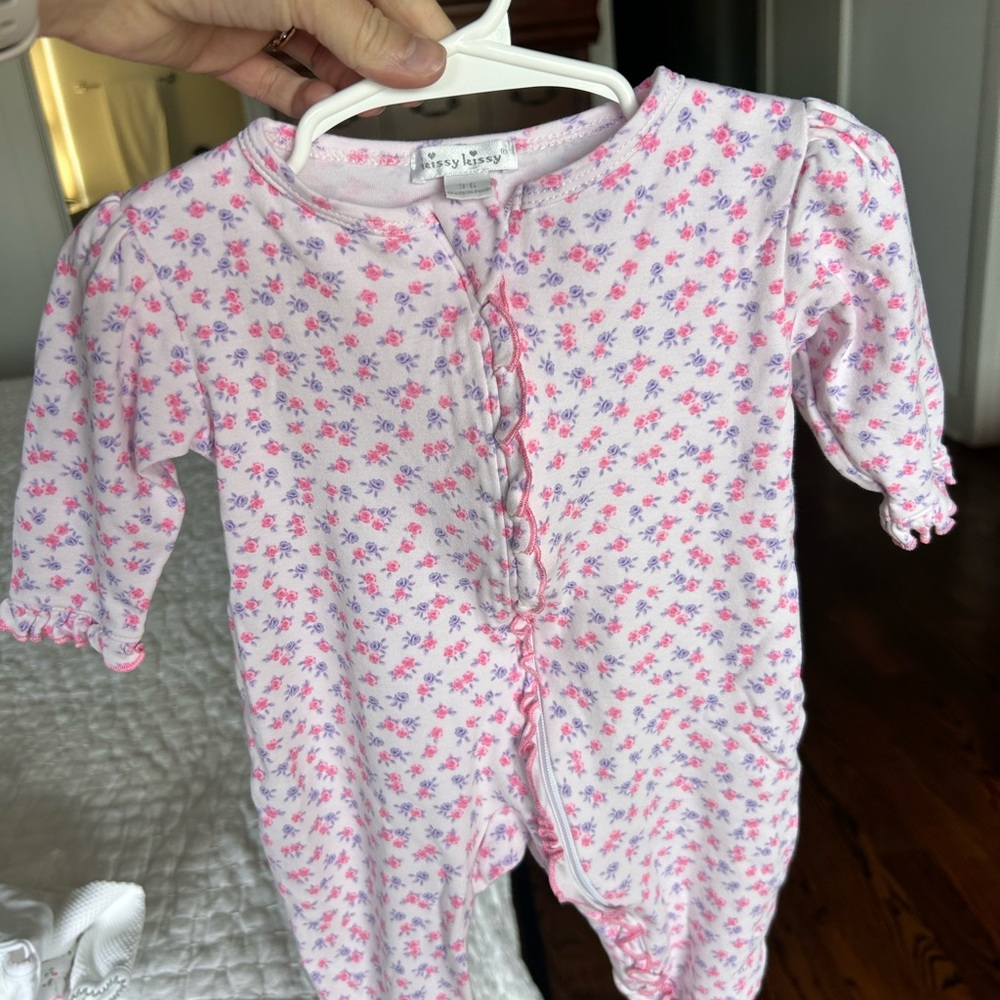Kissy Kissy Pink and Purple Floral Footie 3-6 month